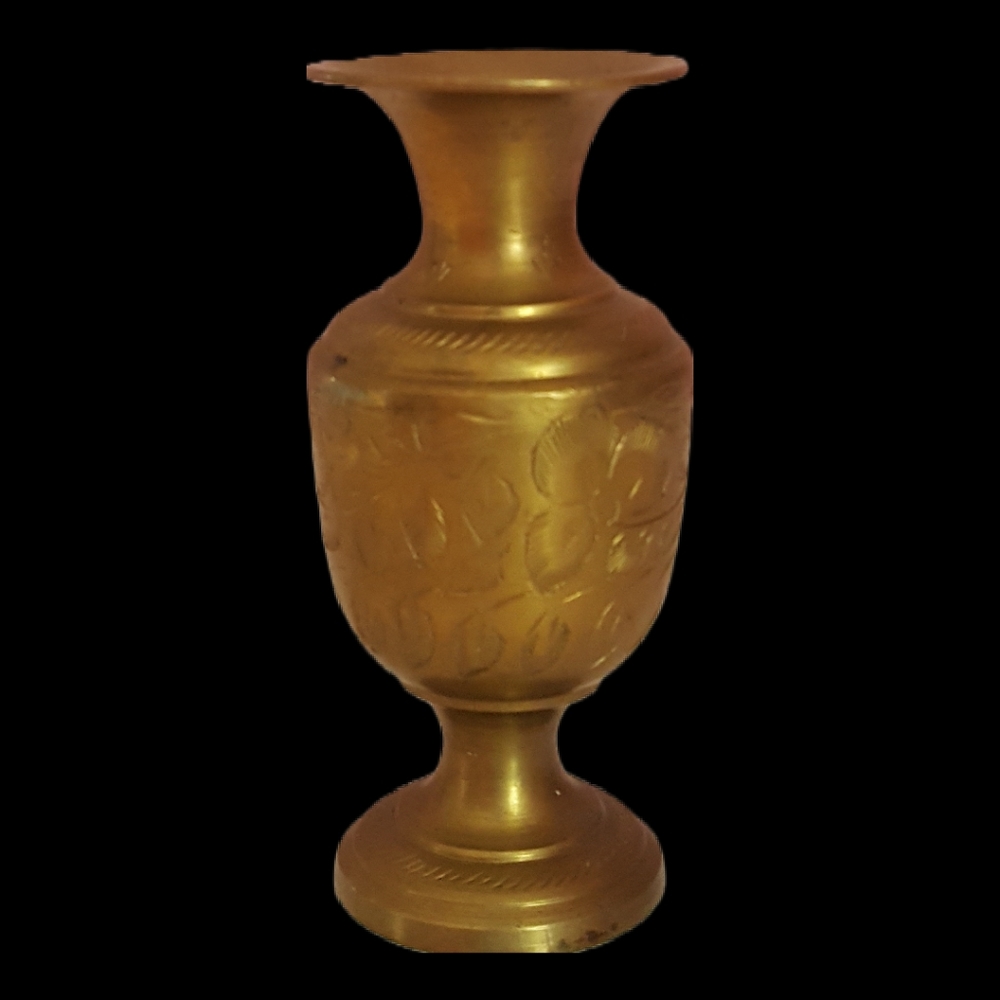 Vintage Brass Vase India Etched BOHO Decor